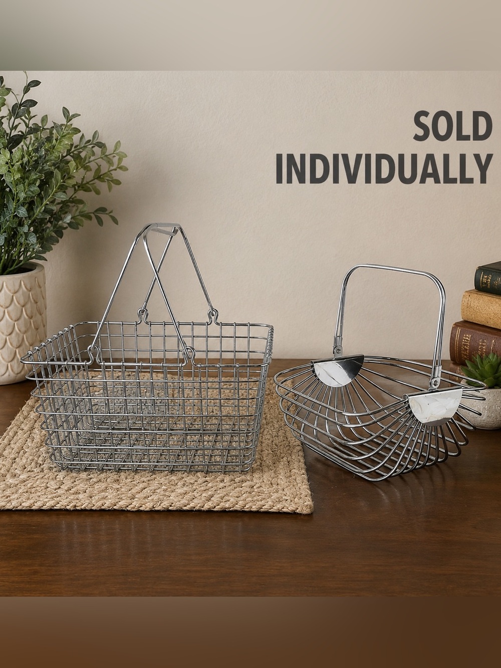 Vintage Metal Wire Baskets, Sold Individually Chrome Fruit Storage Basket